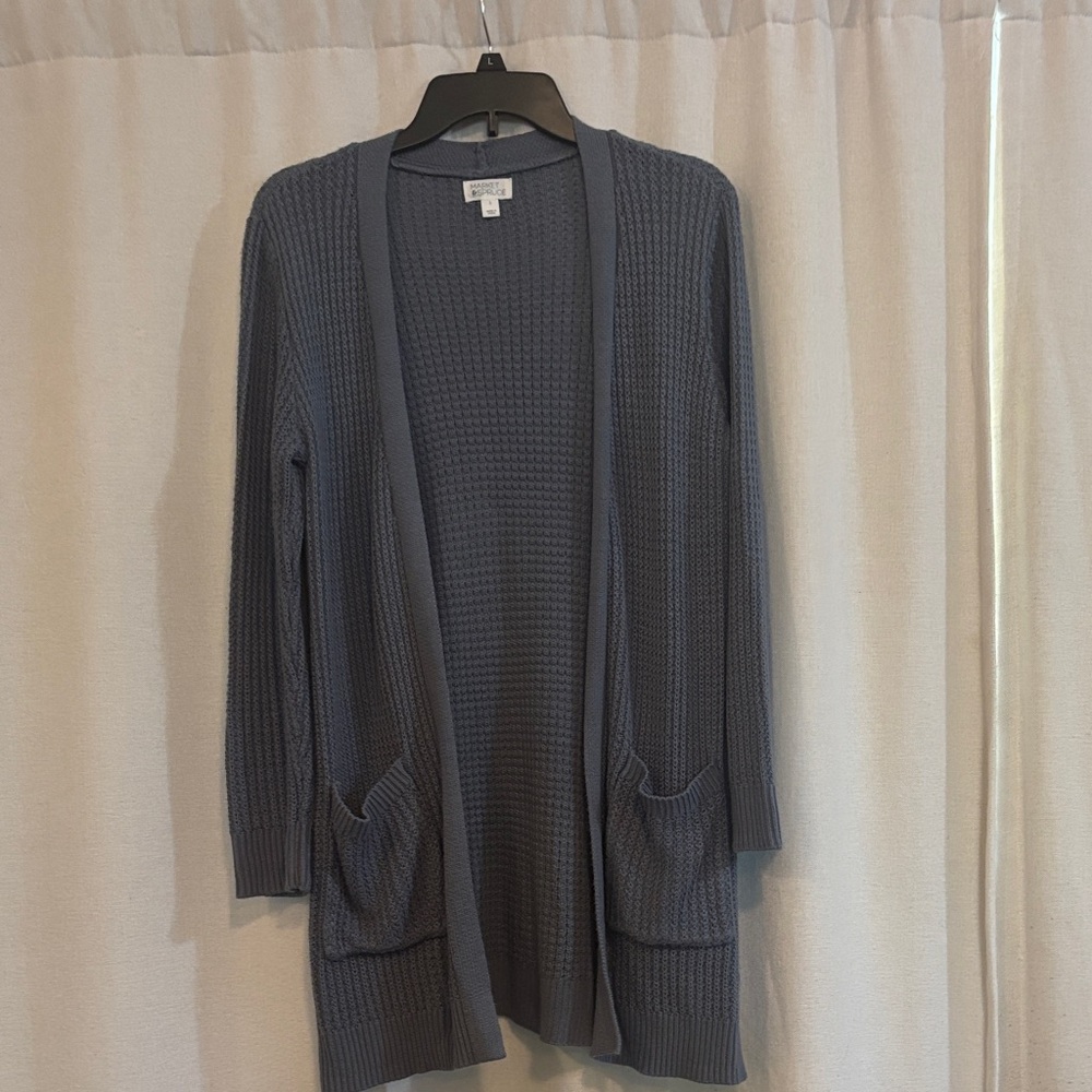 Market & Spruce Waffle Knit Cardigan in Blue